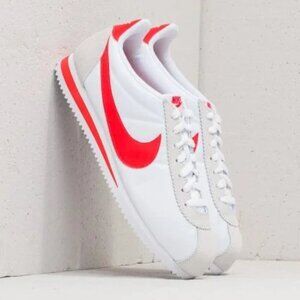 Nike Classic Cortez White / Red Nylon Sneakers - 8-8.5